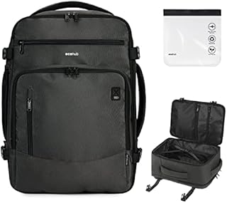 ECOHUB Easyjet Cabin Bag 45x36x20 Underseat Bag with Clear Toiletry Bag Travel Backpack Large Front Organizational Pocket Hand Luggage Recycled PET Eco Friendly Carry On Bag for Women & Men 30L Grey