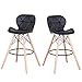 EGOONM Tabourets de Bar - Lot de 2 tabourets de Bar avec Pieds en hêtre, Repose-Pieds, chaises de Cuisine (Noir)
