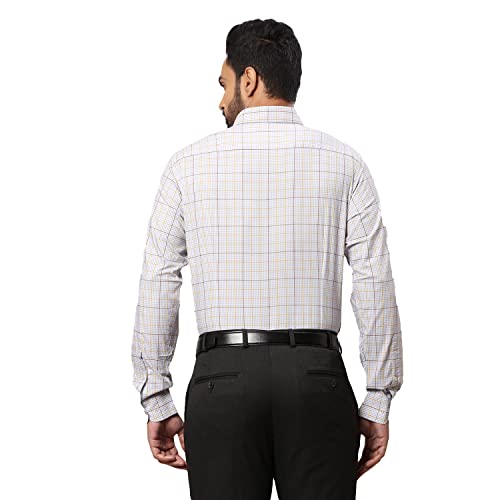 Image of Raymond Men's Pure Cotton Checks Pattern Slim Fit Regular Collar Full Sleeve Casual Shirt