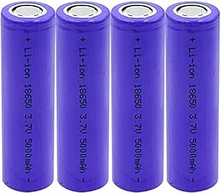 Li-Ion Li-Ium Battery 18650 3.7V 5000Mah High Capacity Rechargeable Lithium Battery Pack for Flat Top Flashlights, 4pcs