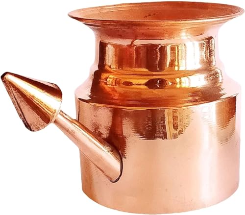 Qukiy Traditional Pure Copper Neti Pot Lota Plain For Storing & Serving Water-(250ml)