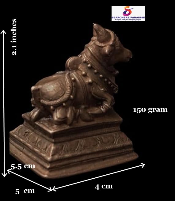 Image of Copper God Idols Nandhi,2.1 inches, 150 Grams, Patina Antique Finish, Pack of 1 Piece