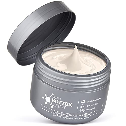 Hair Bottox Expert Silver Mask for Gray Hair - Marine Collagen and Almond Oil - Formaldehyde-Free - Repairs the Hair Elasticity and Flexibility, Softens, Moisturizers (Silver for Gray Hair 8.8 oz)