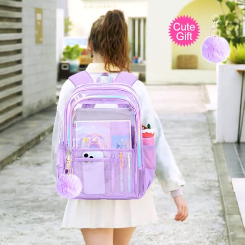 Image of AGSDON Clear Backpack, Heavy Duty Transparent Bookbag, See Through PVC Backpacks for Women Men