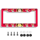 LuGema Anime Inspired License Plate Frame for One-Piece,Japanese Anime License Plate Holder, Car License Plate Decoration,Red