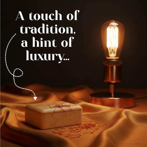 Image of BRALCON Sandalwood and Saffron Natural Luxury Soap, 100g Bars, Pack of 4, 100% Natural Ingredients