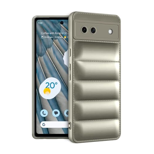Image of Amazon Brand - Solimo Puffer Case Camera Protection Soft Back Cover for Google Pixel 7A - Natural Olive