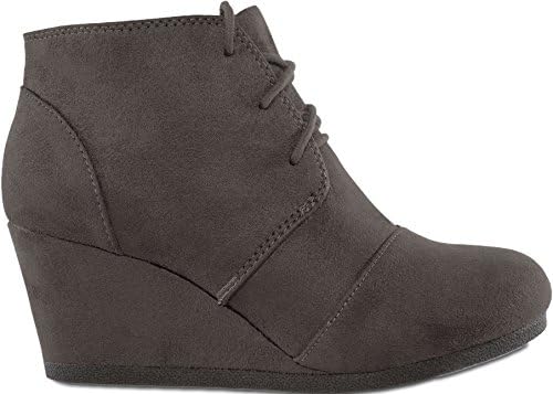 MARCOREPUBLIC Galaxy Wedge Boots for Women and Young Girls - Comfortable Ankle Boots for Women - Casual Shoes Booties with Lace Up Front - (Charcoal) - 8.5