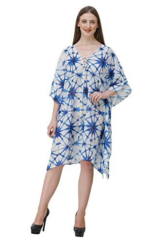 Image of RAVI RAJORIA Georgette Digital Printed Beach Wear Kaftan Blue Free Size R800 | Multi Color 2