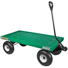 FARM-TUFF Plastic Mesh Garden Wagon, 40" x 20" - Durable Poly Utility Cart with Pneumatic Tires, 300Lb Capacity & Powder-Coated Frame for Gardening, Landscaping & Yard Work