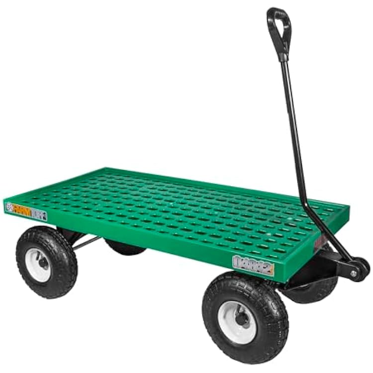 FARM-TUFF Plastic Mesh Garden Wagon, 40 x 20 - Durable Poly Utility Cart with Pneumatic Tires, 300Lb Capacity & Powder-Coated Frame for Gardening, Landscaping & Yard Work