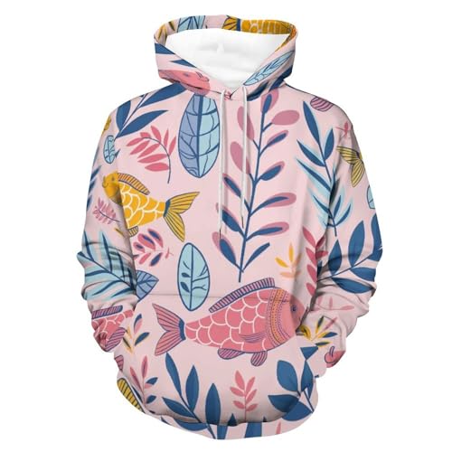 Poisson Feuille Cartoon Sweat à Capuche Hoodie Manches Longues Pullover S