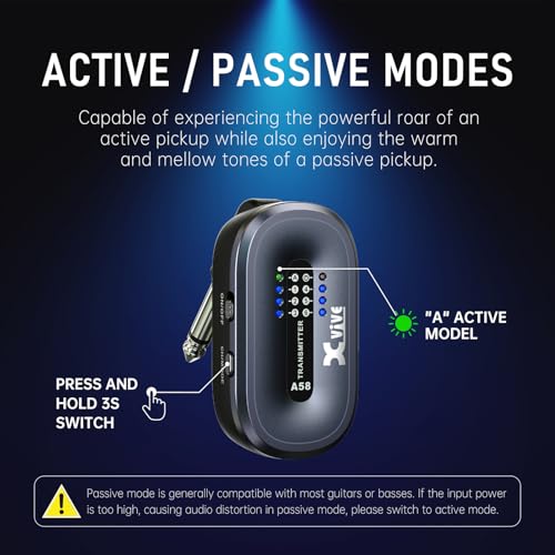 xvive a58 wireless guitar system 58ghz wireless guitar transmitter receiver for active or passive pickup electricacoustic bass guitar