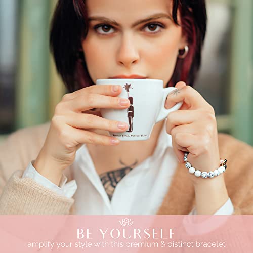 Relaxation Gifts For Women Self Care Howlite Bracelet With Rose Quartz Crystals And Healing Gemstone Jewelry For Stress Anxiety Relief Gifts Lava Beads Lava Rock Bracelets For Women White Oil Diffuser #TOP6