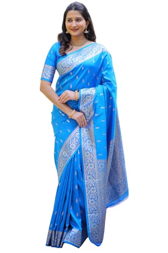 Image of SGF11 Women's Kanjivaram Pure Soft Silk Saree For Women Pure Golden Zari With Blouse Piece
