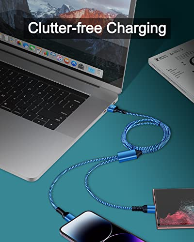 Apple Lightning & Usb-C 2-In-1 Charging Cable (4 Feet), Usb To Lightning & Usb To Usbc Long Fast Charger Cord For Iphone 14 Plus 13 12 11 Pro/Max/Mini I Ipad Pro/Air/Mini, Samsung Galaxy, Google Pixel #TOP3