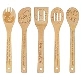5PCS Duck Wooden Cooking Spoons Kitchen Decor Duck Gifts for Women Men Duck Lovers Birthday Gifts Party Favors Housewarming Wedding Bamboo Cooking Spoons for Everyday Use