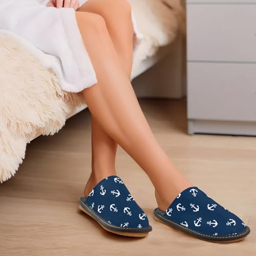 visesunny Women Men's Fuzzy Slippers Plush Warm Winter Anchor Cozy House Slippers Comfy Indoor Shoes3