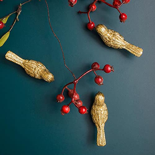 Qinwuwu 2 Pcs Pure Copper Decorative Cabinet Knobs Creative Little Bird Art Kitchen Hardware Cupboard Drawer Dresser Pulls Handles (Golden) #TOP6