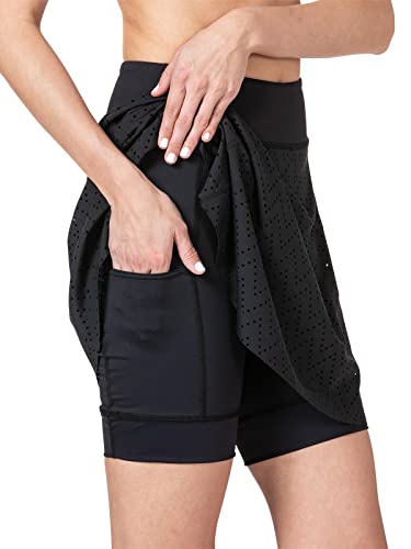 Terry Rebel Bike Skort, saia feminina perfurada de desempenho com short de compressão acolchoado ane