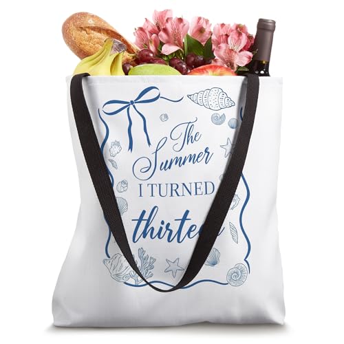 Bolso tote con diseño de conchas y arco para cumpleaños número 13, estilo costero veraniego miniatura 4