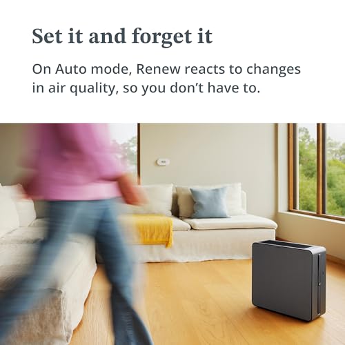 Image of Airthings Renew - smart air purifier ideal for bedroom and baby room with HEPA-13 & charcoal filters - Portable with PM sensor and filters for allergies, dust removal, pet hair, smoke