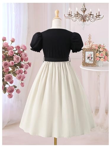 Floerns Girl's Bow Birthday Dress Short Puff Sleeve A Line Flowy Princess Dresses2