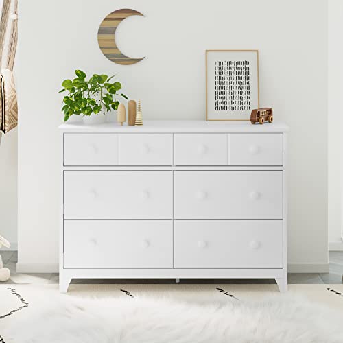 Stork Craft Storkcraft Moss 6 Drawer Double Kids Bedroom Dresser, 17.05X48.07X34.49(Lxwxh) Inches (Pack Of 1), White #TOP1