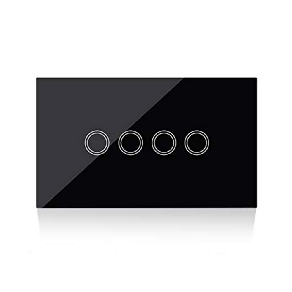 US Wifi Interruttore Intelligente Luce Wireless WiFi da Muro,con Power Monitor,App Controllo Remoto,Funzione Timer,Controllo Vocale (4 gang, nero)