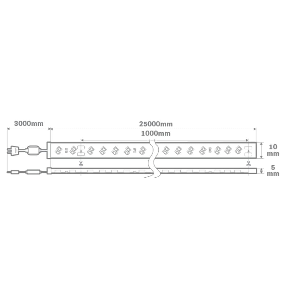 ASLO – Cinta LED de 7 W sobre bobinadora de 25 m – Guirnalda luminosa blanca 4000 K – para interior exterior y fachada casa evento