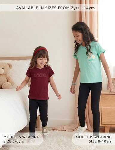 Image of Amazon Brand - Symbol Girl's Cotton Jersey Stretchable Leggings | Ankle Length | Aged 2-14 Years