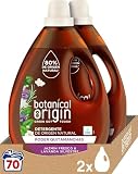 Botanical Origin Detergente para lavadora ecológico apto para pieles sensibles, 70 lavados, Fragancia Jazmín Fresco y Lavanda Silvestre 2 unidades