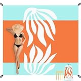 SkyNature Beach Blanket Waterproof Sandproof, 78”x 86” Outdoor Beach Mat for 1-4 Adults, Quick Drying Foldable Sandfree Picnic Blanket with Stakes & Pockets for Travel, Camping, Hiking, Festival