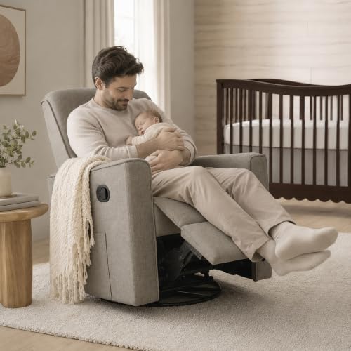 Image of Evolur Raleigh Plus Nursery Glider Recliner, GREENGUARD Gold, Light Truffle