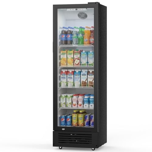 Image of 9 Cu.Ft Commercial Refrigerators, Beverage Refrigerators with Double-Tempered Glass Door, Display Fridge for Bar, Office, Restaurant, Outdoor Display Cooler with Soft LED Light and Adjustable Shelves