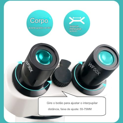 Kit profissional de microscópio binocular HD 30000X/50000X/70000X, lente objetiva acromática 185, vi