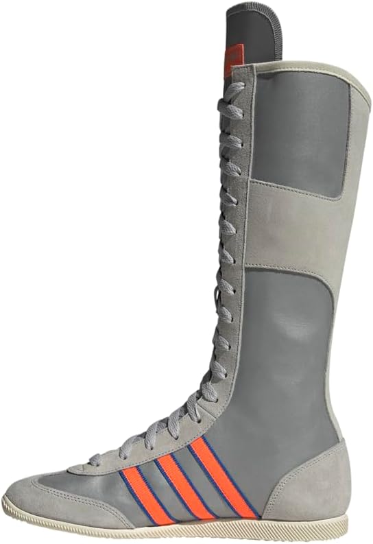 adidas Womens Originals Japan Round Toe Lace Up Casual Boots Knee High - Grey, Silver