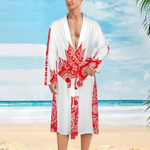 Canada Flag Paisley Pattern Funny Men's Robe Soft Lightweight Bathrobe Long-sleeve Spa Robes2