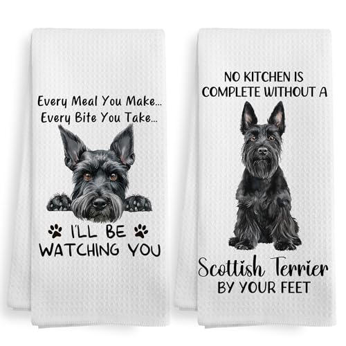 XNXLDYLH Funny Scottish Terrier Scottie Scotty Dog Kitchen Towels Decor