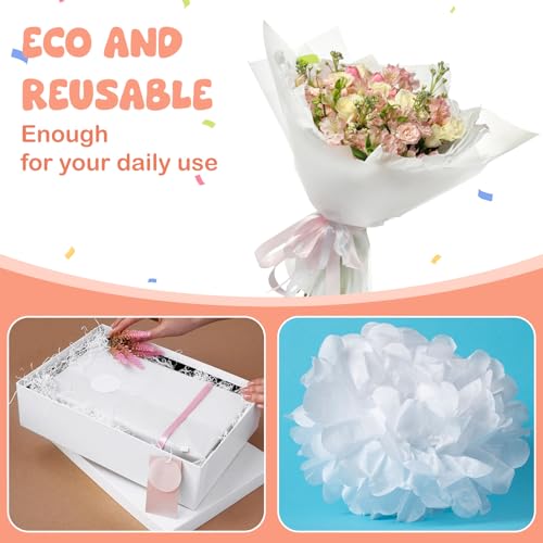 MICHIHOMIE 110 Blatt Seidenpapier Weiß, 50x70 cm Packseide Verpackungsmaterial, Seidenpapier Geschenkpapier für Füller Blumen Kunsthandwerk Geburtstag Hochzeit Deko Basteln Verpacken DIY