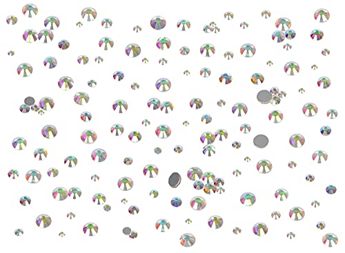 Image of Bymitel 7200pcs Flat Back Glass Round Rhinestones, 6 Sizes Mixed for DIY Jewelry Making, with a Pen (6 Sizes, 7200 Pieces, AB Crystal)