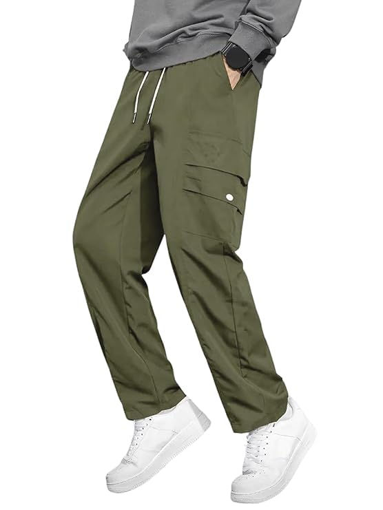 Image of Men Cargo Pants 100% Cotton | Relaxed Fit Utility Cargos for Men with 6 Pockets | Breathable Durable Fabric | Casual Streetwear Travel & Outdoor Pants