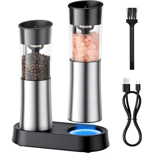 Molinillo eléctrico de pimientos y sales automático, molinillo de especias ajustable, apto para cocinar