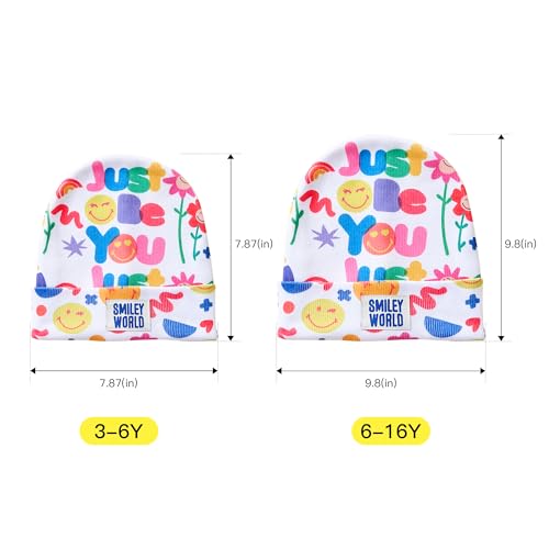 Image of SMILEYWORLD Beanie Hat for Kids Boys and Girls 3-16Y, Fleece Lined Knit Beanie, Stretchable Cap for Toddler & Youth