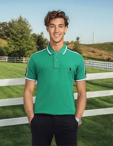 Image of U.S. Polo ASSN. Men's Ribbed Collar Pure Cotton Slim Fit Polo Shirt