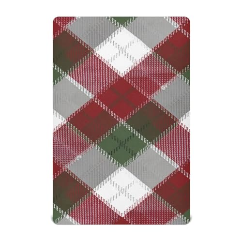 Image of Crib Sheet Breathable Soft Crib Mattress Sheet for Baby Toddler Boys Girls Fitted Crib Sheet Fit Standard Crib Mattress 52 x 28 Inch Christmas Plaid Pattern Red