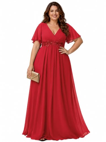 Image of Ever-Pretty Plus Women's Chiffon Plus Size Formal Mother of Bride Dresses