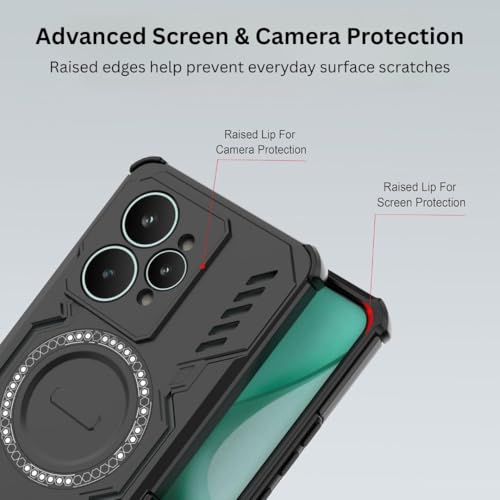 Image of Back Cover Case for Realme 15 5G | 360 Protection Mobile Phone Case Mag-Safe | Camera Protection | Back Cover for Realme 15 5G / Realme 15 5+G - Black TPU + PC
