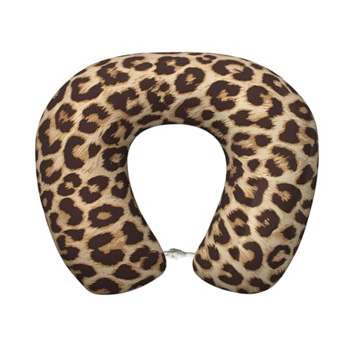 Cuscino da viaggio in memory foam con motivo leopardato, supporto per il collo per aereo, auto, casa, ufficio, vedere film, lavoro, guida, tempo libero