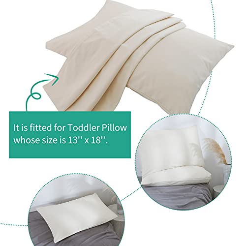 Image of Organic Cotton Pillow Case - One Pack 13 inchx 18 inch Kids Pillow Pillowcase with No Zipper - 300 TC Thread Count - Soft, Safe and Hypoallergenic - Off White